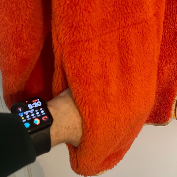 J. Crew Superplush Sherpa Full Zip Jacket Orange Colorblock - Picture 9 of 16